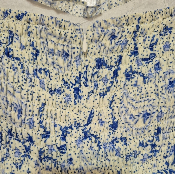 Sugarlips Blue & White Adjustable Spaghetti Strap Ruffle Hem Mini Dress, Medium - Picture 7 of 11